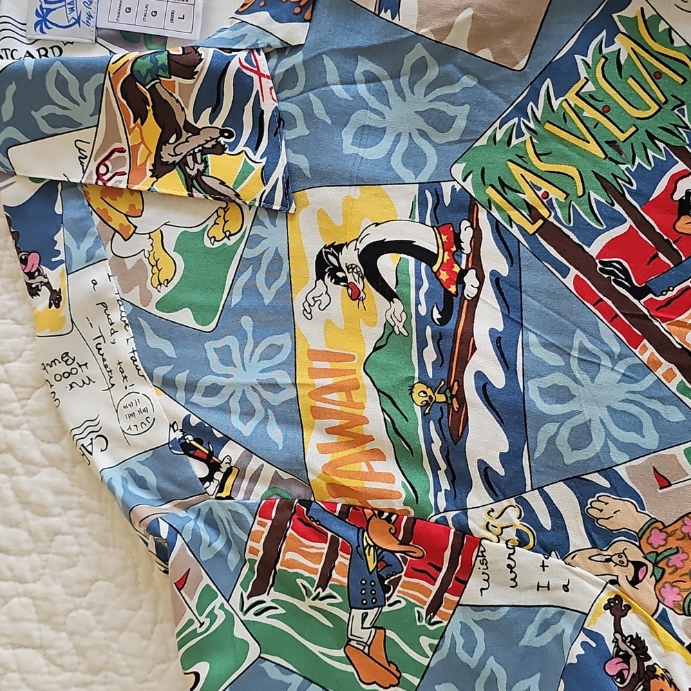 🌈HP🌈Reyn Spooner Hawaian Warner Bros. Vintage Shirt Large - Picture 6 of 16